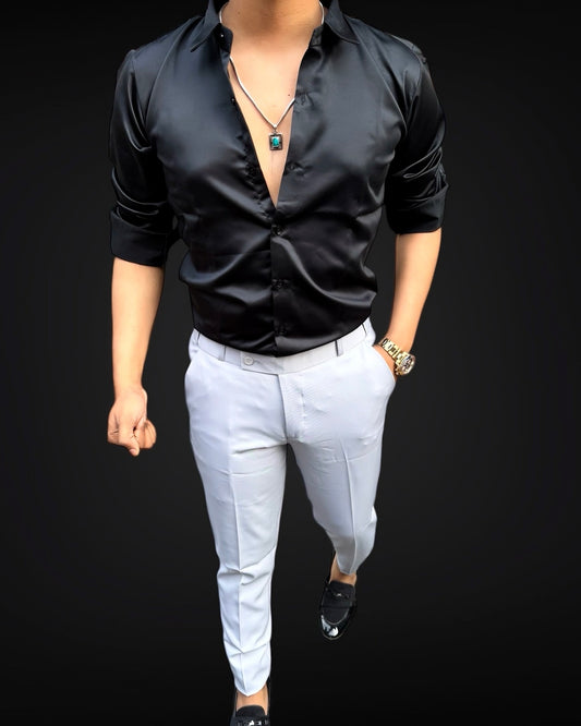 Satin Shirt & Adj Lycra Pant - Combo