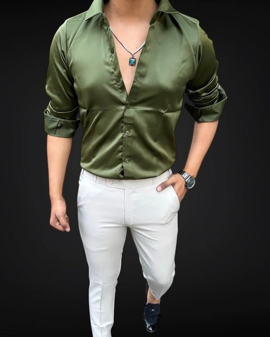 Satin Shirt & Adj Lycra Pant - Combo