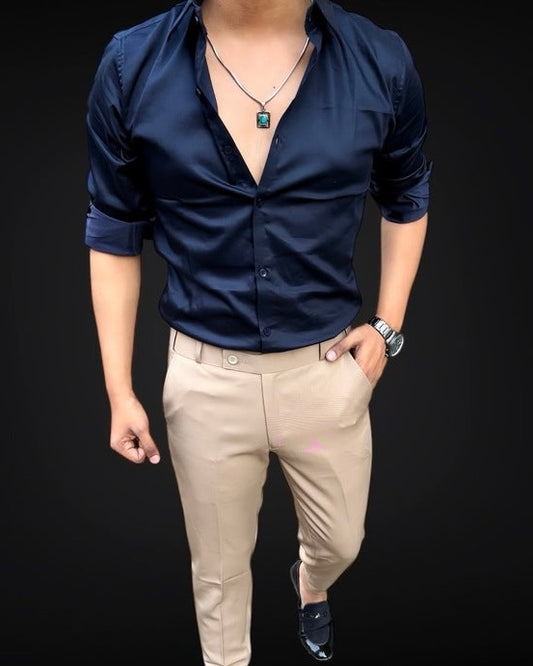 Satin Shirt & Adj Lycra Pant - Combo