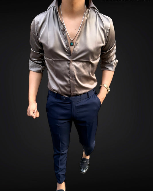 Satin Shirt & Adj Lycra Pant - Combo