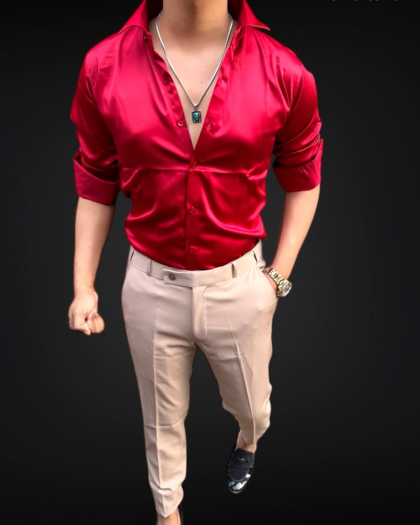 Satin Shirt & Adj Lycra Pant - Combo