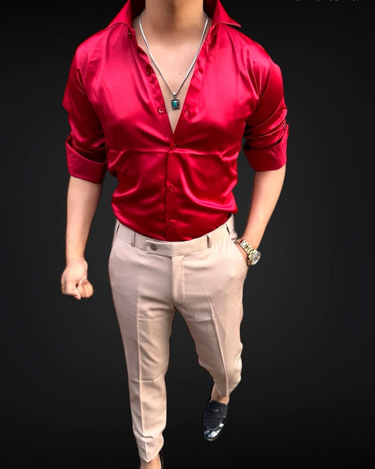 Satin Shirt & Adj Lycra Pant - Combo