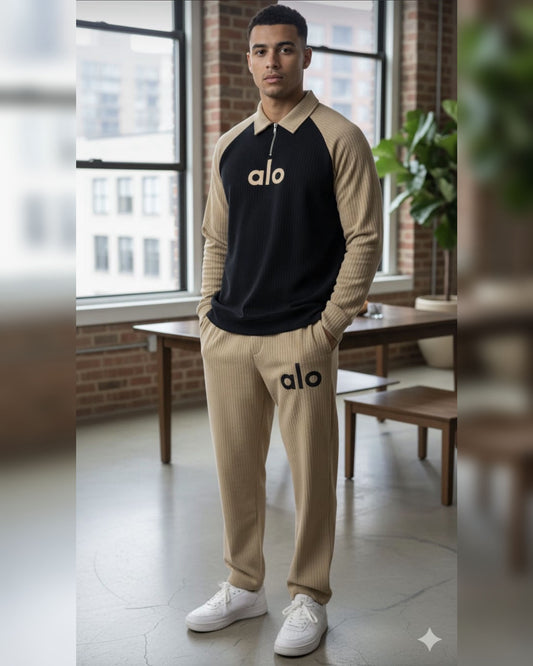 Cream & Black Tracksuit – Stylish Slim Fit Sportswear for Gym, Jogging & Casual Wear”