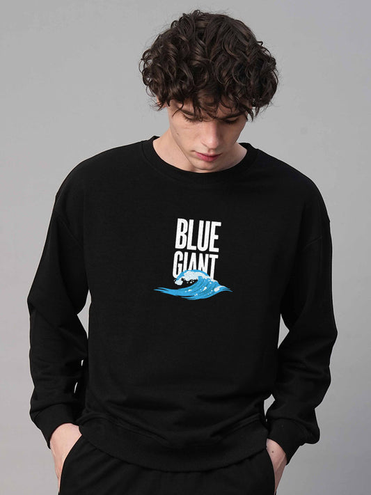Blue Giant Black Drop Shoulder Premium Terry Sweatshirt