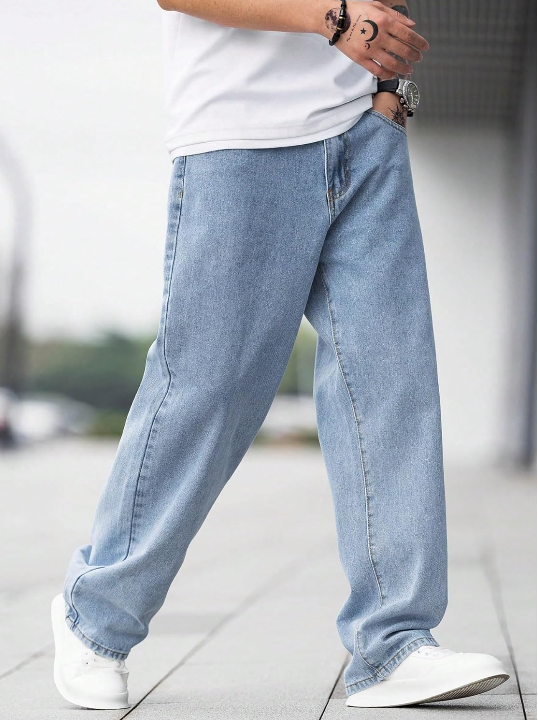 Light blue jeans for man