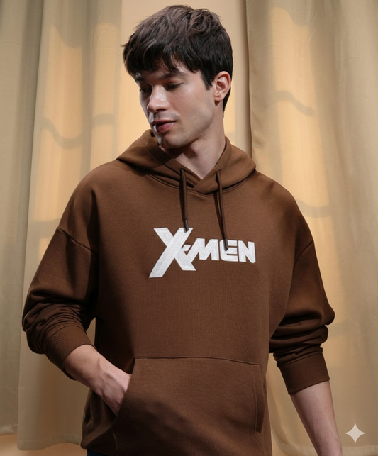 Printed brown hoddie