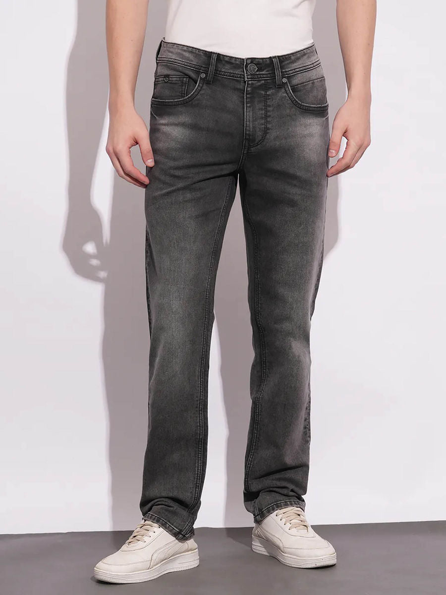 Black regular fit jeans for men
