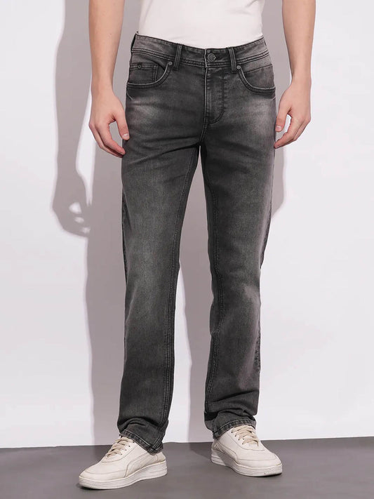 Black regular fit jeans for men
