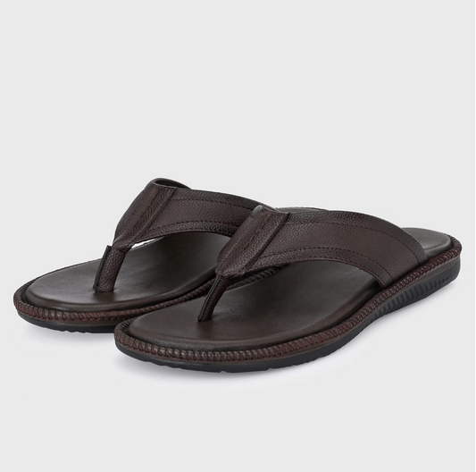 Brwon leather slippers for men and women