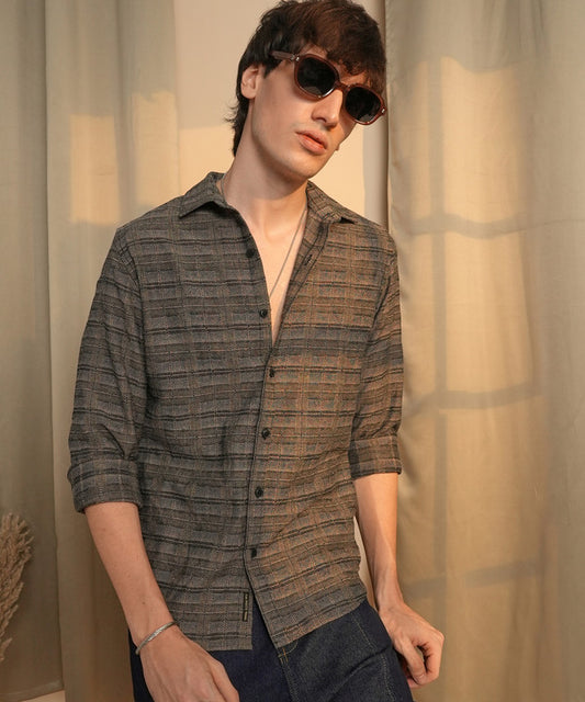 Brown chack regular fit shirt