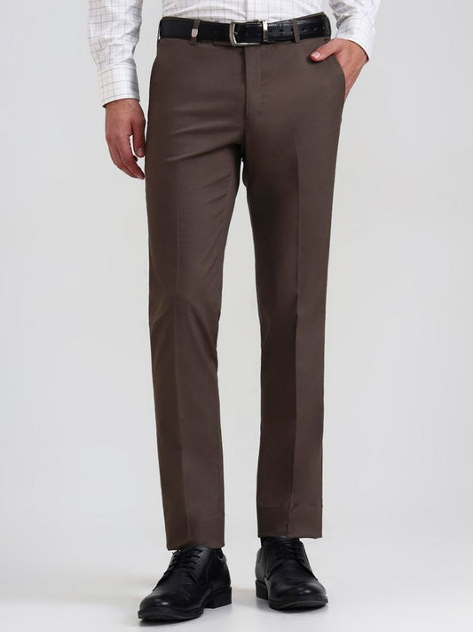 Brown Solid Formal Pant